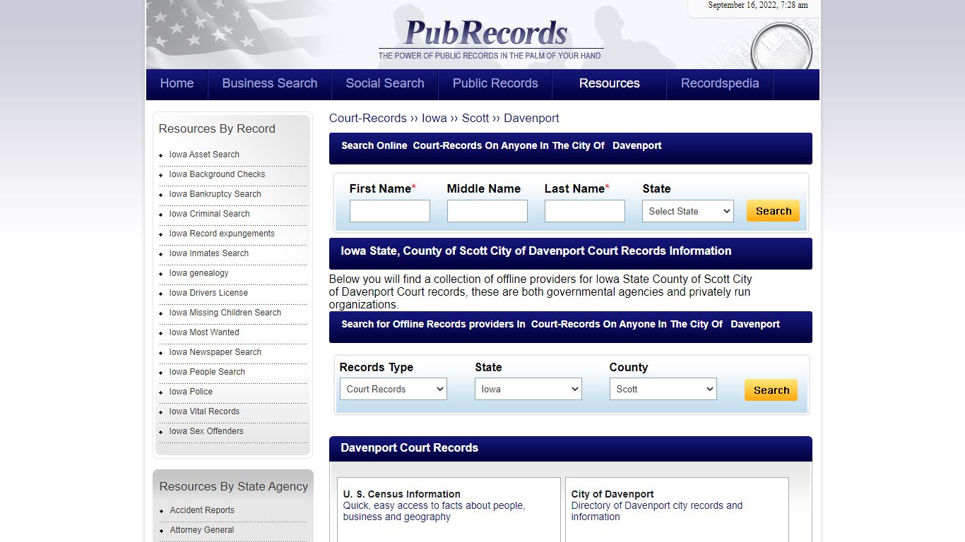 Davenport, Scott County, Iowa Court Records